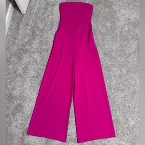 NWOT Express Hot Pink Wide Leg Strapless Jumpsuit, Size 4